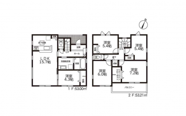 豊田市前山町、新築一戸建ての間取り画像です