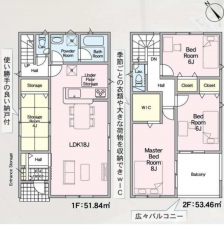 豊田市新町、新築一戸建ての間取り画像です