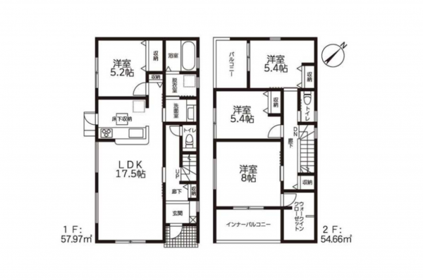 豊田市新町、新築一戸建ての間取り画像です