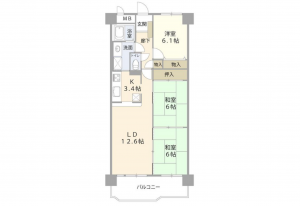 豊田市豊栄町、マンションの間取り画像です