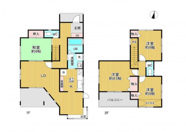 豊田市竹元町、中古一戸建ての間取り画像です