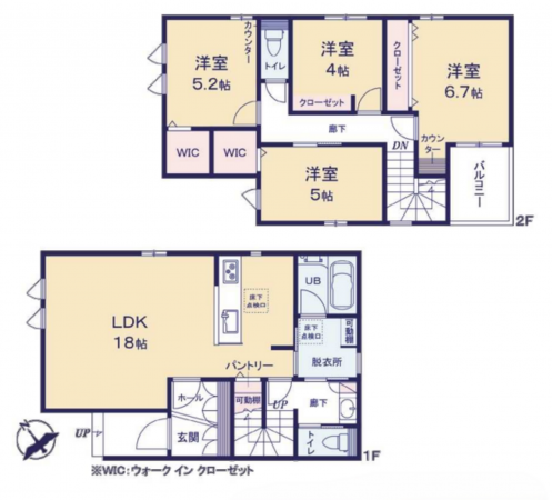 豊田市大林町、新築一戸建ての間取り画像です
