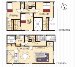 豊田市志賀町、新築一戸建ての間取り画像です