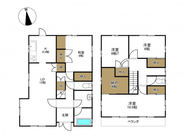 豊田市御船町、中古一戸建ての間取り画像です