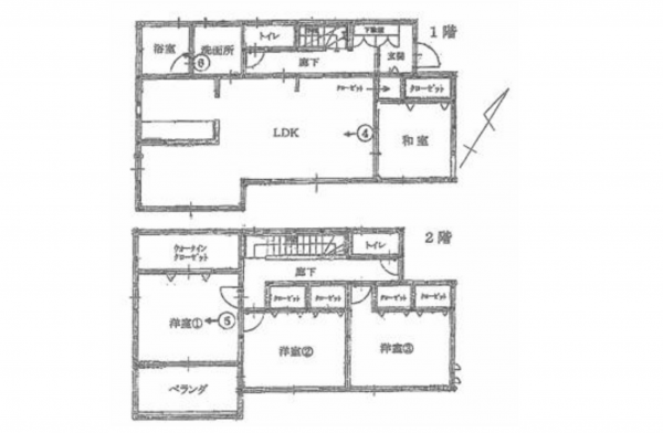 豊田市鴛鴨町、中古一戸建ての間取り画像です