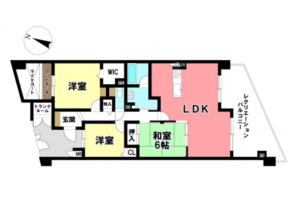 豊田市前山町、マンションの間取り画像です