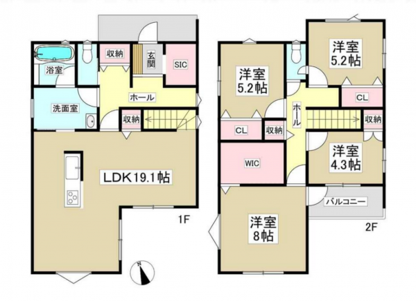 豊田市野見山町、新築一戸建ての間取り画像です