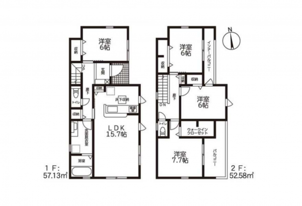 豊田市貝津町、新築一戸建ての間取り画像です