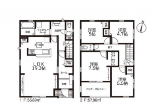 豊田市陣中町、新築一戸建ての間取り画像です