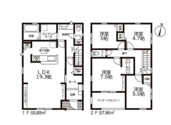 豊田市陣中町、新築一戸建ての間取り画像です
