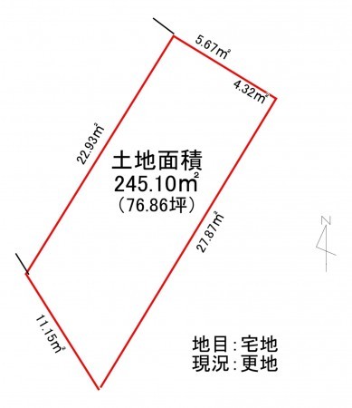 福井市東森田、土地の間取り画像です