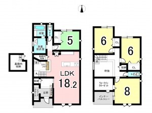 福井市石盛、新築一戸建ての間取り画像です