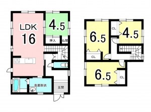 福井市東森田、中古一戸建ての間取り画像です