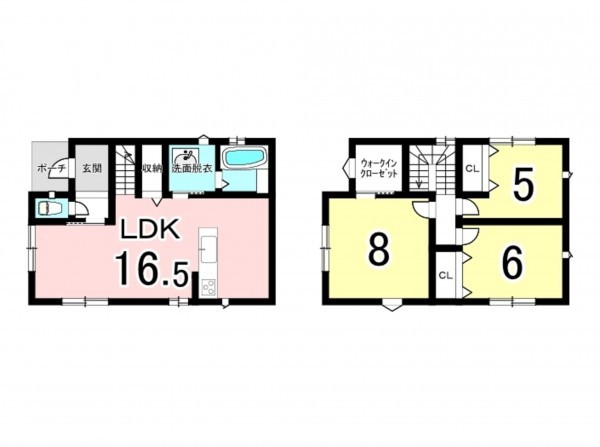 福井市河合寄安町、中古一戸建ての間取り画像です