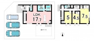 坂井市春江町沖布目、中古一戸建ての間取り画像です