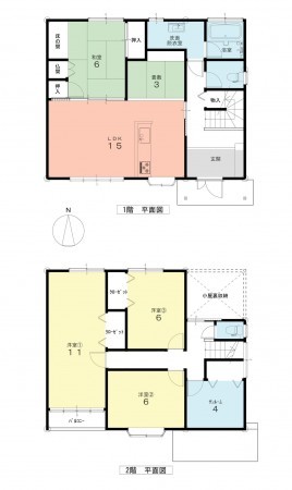 坂井市春江町境、中古一戸建ての間取り画像です