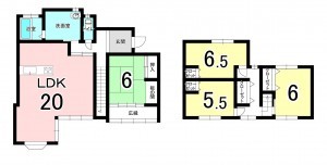 福井市高木町、中古一戸建ての間取り画像です
