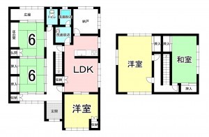 福井市灯明寺町、中古一戸建ての間取り画像です
