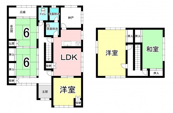 福井市灯明寺町、中古一戸建ての間取り画像です