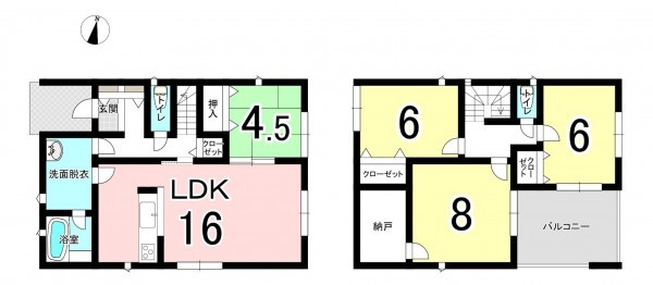 坂井市春江町江留上、新築一戸建ての間取り画像です