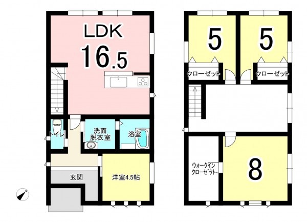 福井市新田塚、中古一戸建ての間取り画像です
