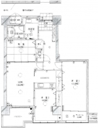 福井市中央、マンションの間取り画像です