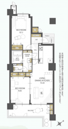 福井市大手、マンションの間取り画像です