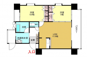 福井市大和田、マンションの間取り画像です