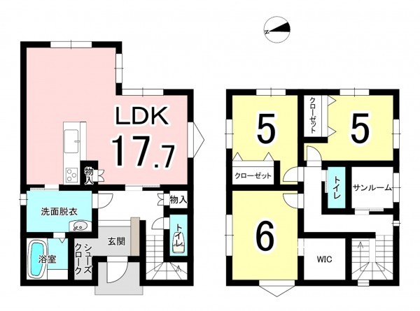 福井市光陽、新築一戸建ての間取り画像です