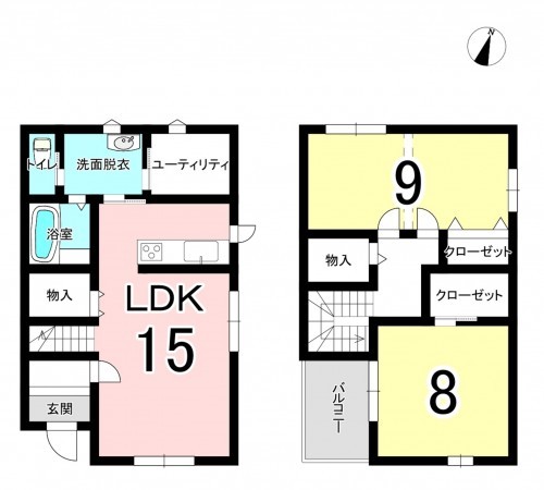 福井市運動公園、中古一戸建ての間取り画像です