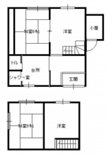 福井市松蔭町、中古一戸建ての間取り画像です