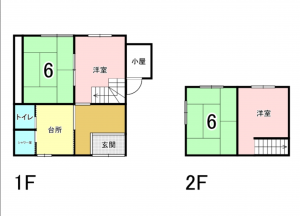 福井市松蔭町、中古一戸建ての間取り画像です