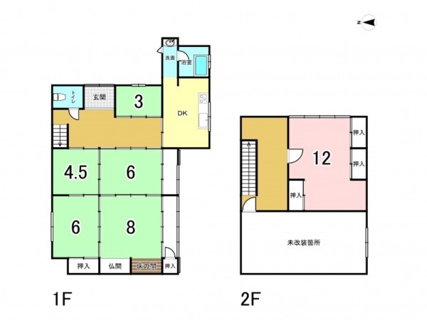 福井市蓑町、中古一戸建ての間取り画像です