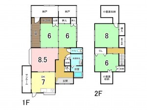 福井市鮎川町、中古一戸建ての間取り画像です