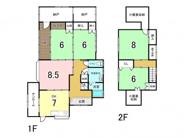 福井市鮎川町、中古一戸建ての間取り画像です