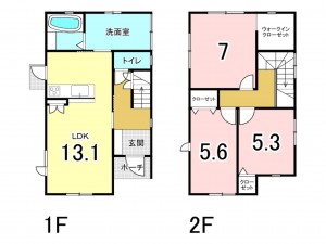 福井市中野、中古一戸建ての間取り画像です