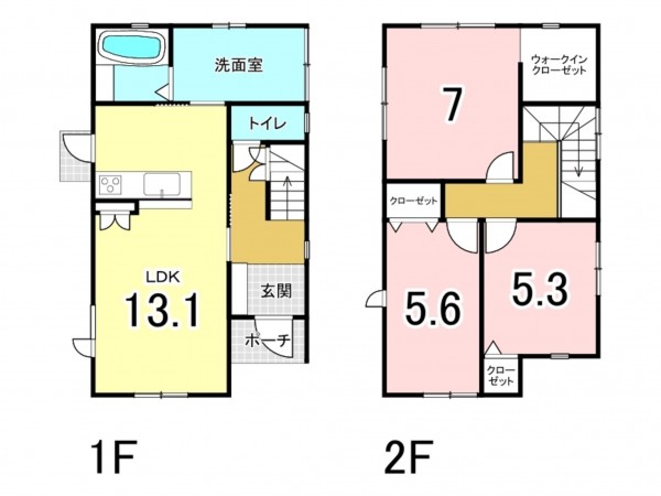 福井市中野、中古一戸建ての間取り画像です
