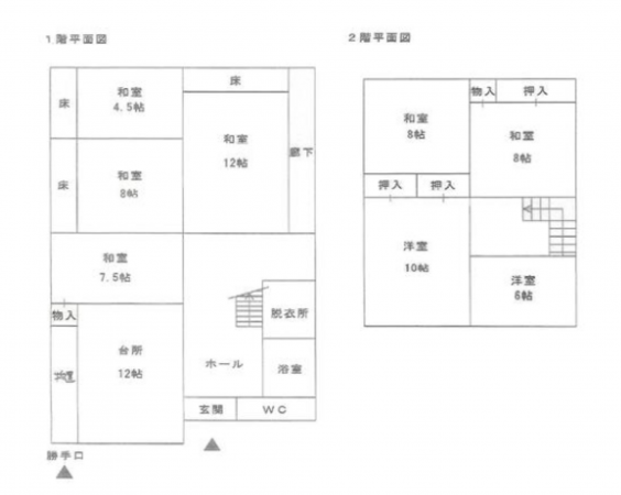 福井市河内町、中古一戸建ての間取り画像です