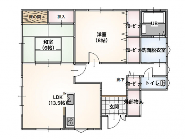 坂井市坂井町蛸、中古一戸建ての間取り画像です