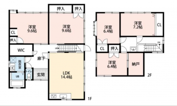 福井市加茂河原町、中古一戸建ての間取り画像です