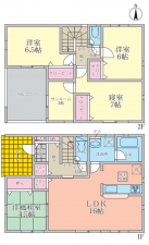 福井市桃園、新築一戸建ての間取り画像です