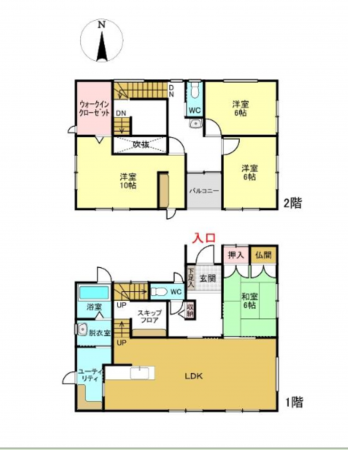福井市市波町、中古一戸建ての間取り画像です