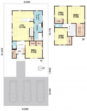 坂井市春江町為国、中古一戸建ての間取り画像です