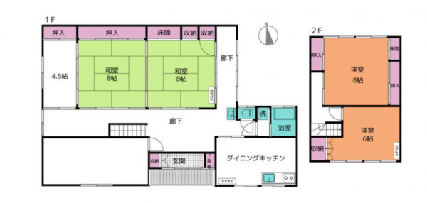 福井市南西俣町、中古一戸建ての間取り画像です