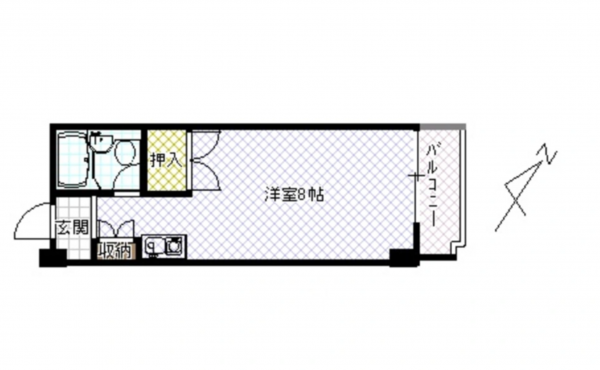 福井市四ツ井、マンションの間取り画像です