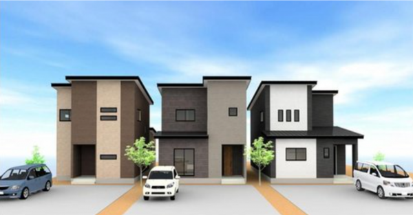 坂井市春江町中筋、新築一戸建ての完成予想図（外観）画像です