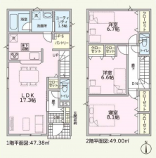 福井市春日町、新築一戸建ての間取り画像です