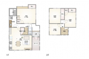 福井市高木北、中古一戸建ての間取り画像です