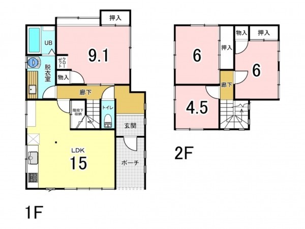 福井市高木北、中古一戸建ての間取り画像です