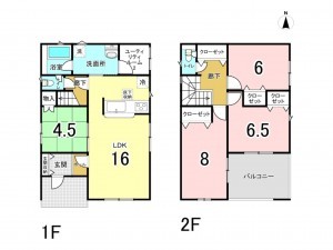 坂井市丸岡町城北、新築一戸建ての間取り画像です
